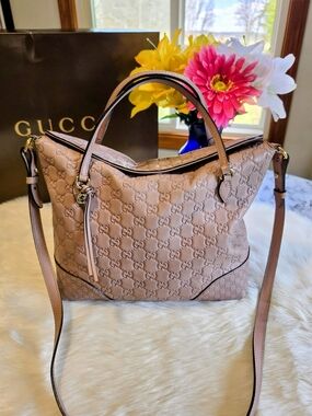 Gucci Bree 3 Way Dusty Pink Embossed GG Leather  With GG Charm